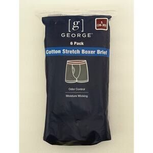 George Brand, 6 Pack Cotton Stretch Boxer Briefs Sz small 28-30, Odor‎ Control